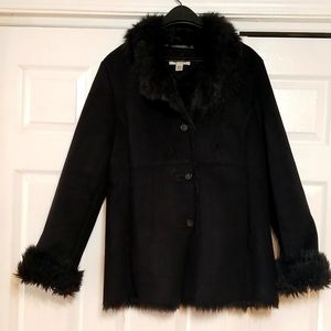 Mulberry Street Black Ultra Suede Button Jacket  Faux  L